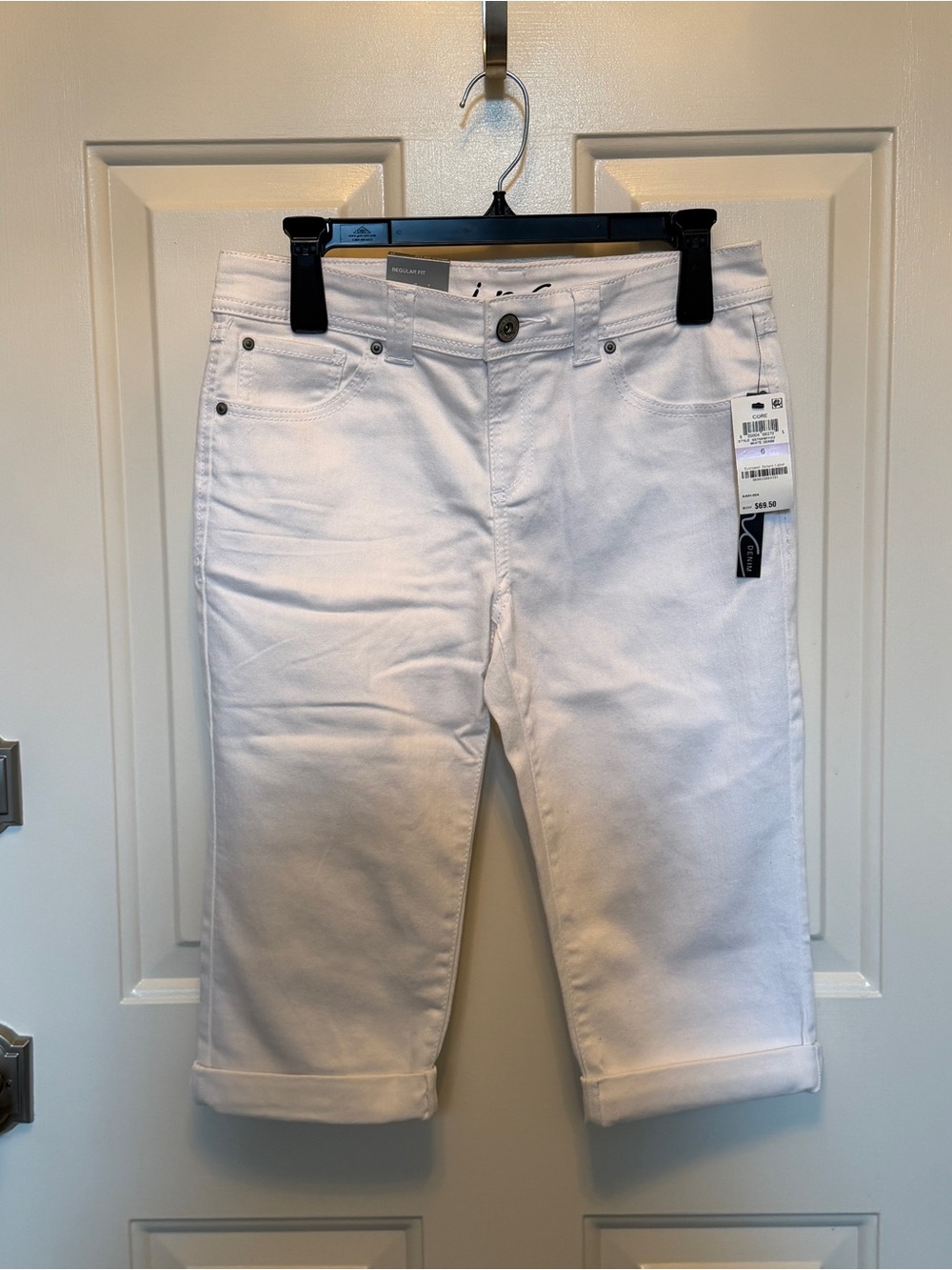 INC International Concepts White Denim Bermuda Shorts, Size 6
